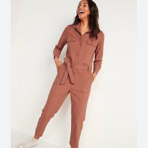 NWOT Old Navy Tie-Belt Utility Canvas Jumpsuit MP